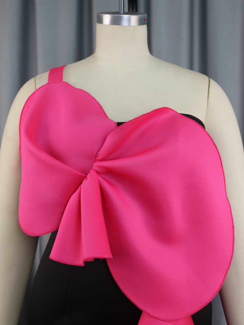 Women’s Contrast Color Fishtail Party Cocktail Dress - Image 4