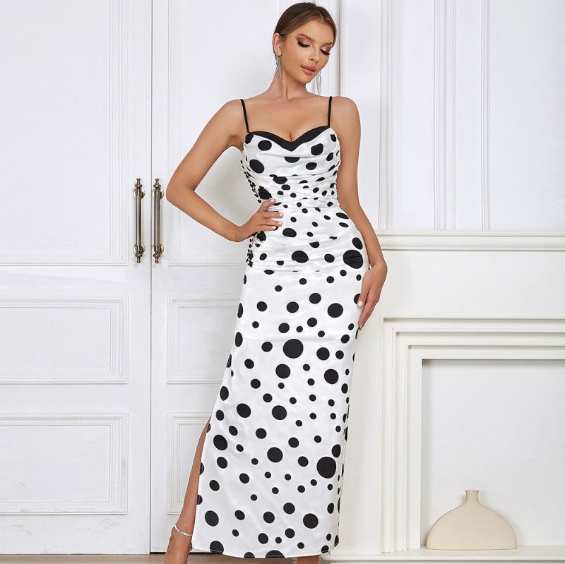 Trendy Pleated Sling Maxi Dress for Summer Women