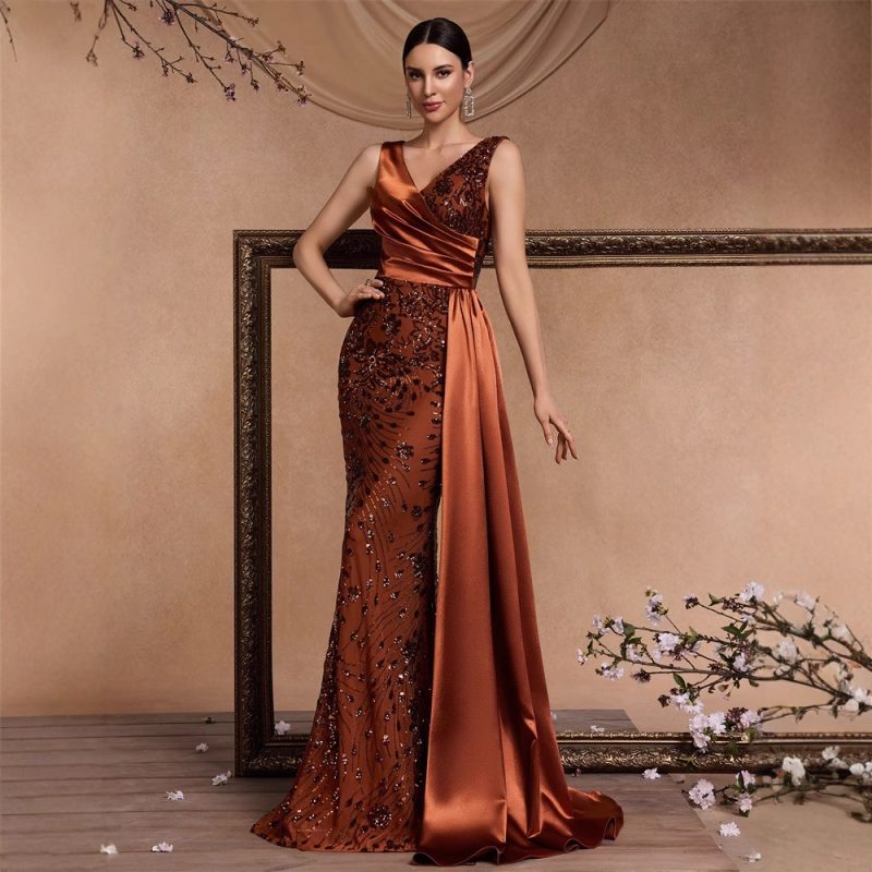 Elegant Sequin V-Neck Formal Cocktail Dress - Image 4