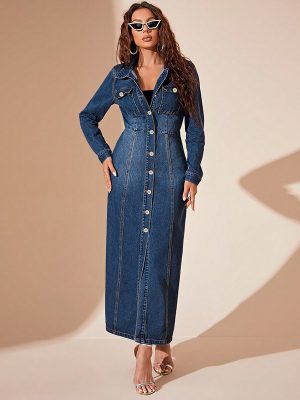 Women’s Denim Button Cardigan Dress