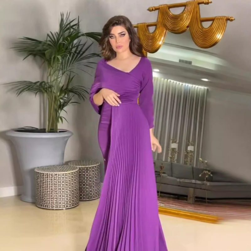 Spring Summer Pleated Hip Ball Gown Dress - Image 3