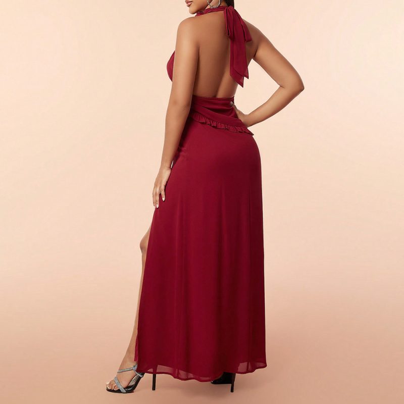 Summer Elegant Halter Sleeveless Tassel Backless Dress - Image 4