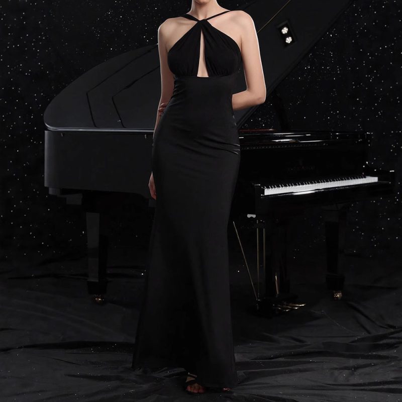 Summer Halter Maxi Dress with Pearl Embellishment - Image 2