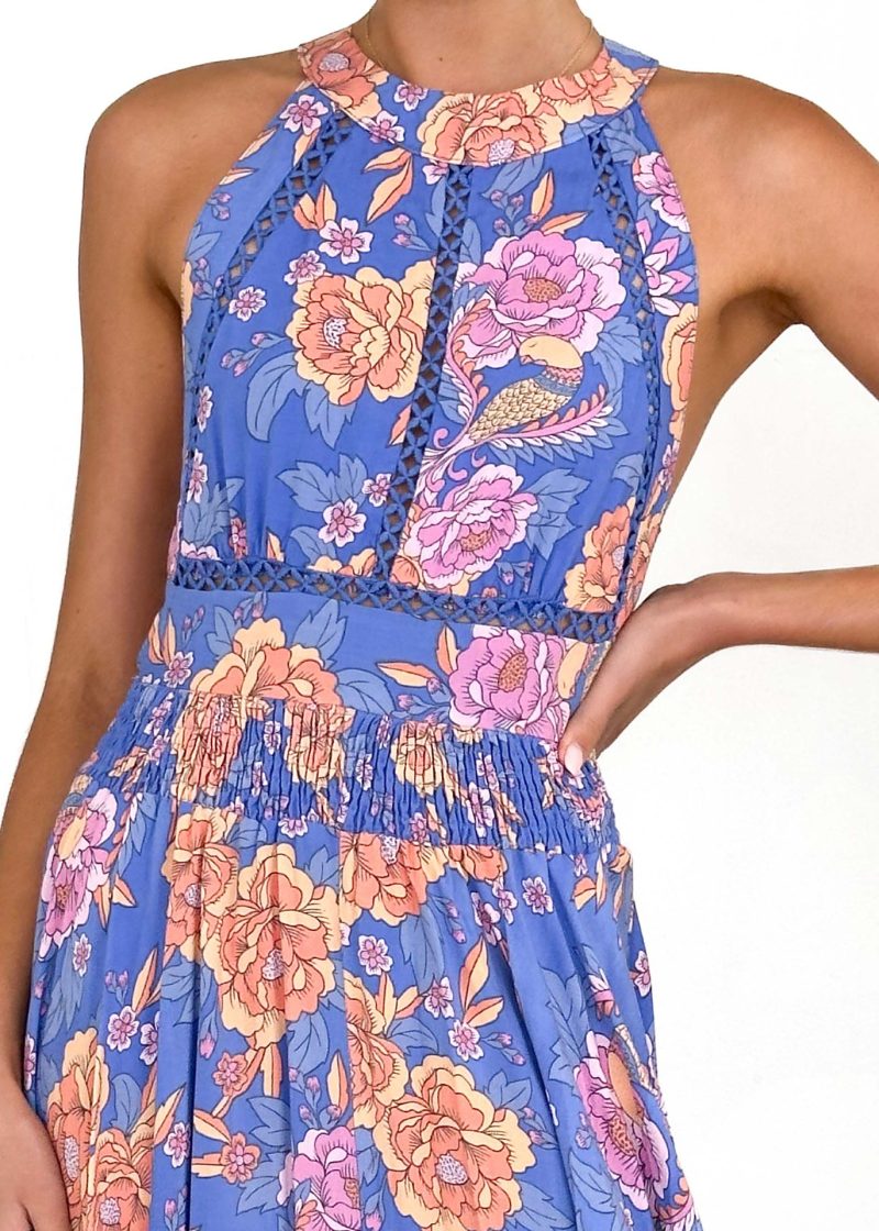 Printed Halter Bohemian High Waist Floral Dress - Image 3