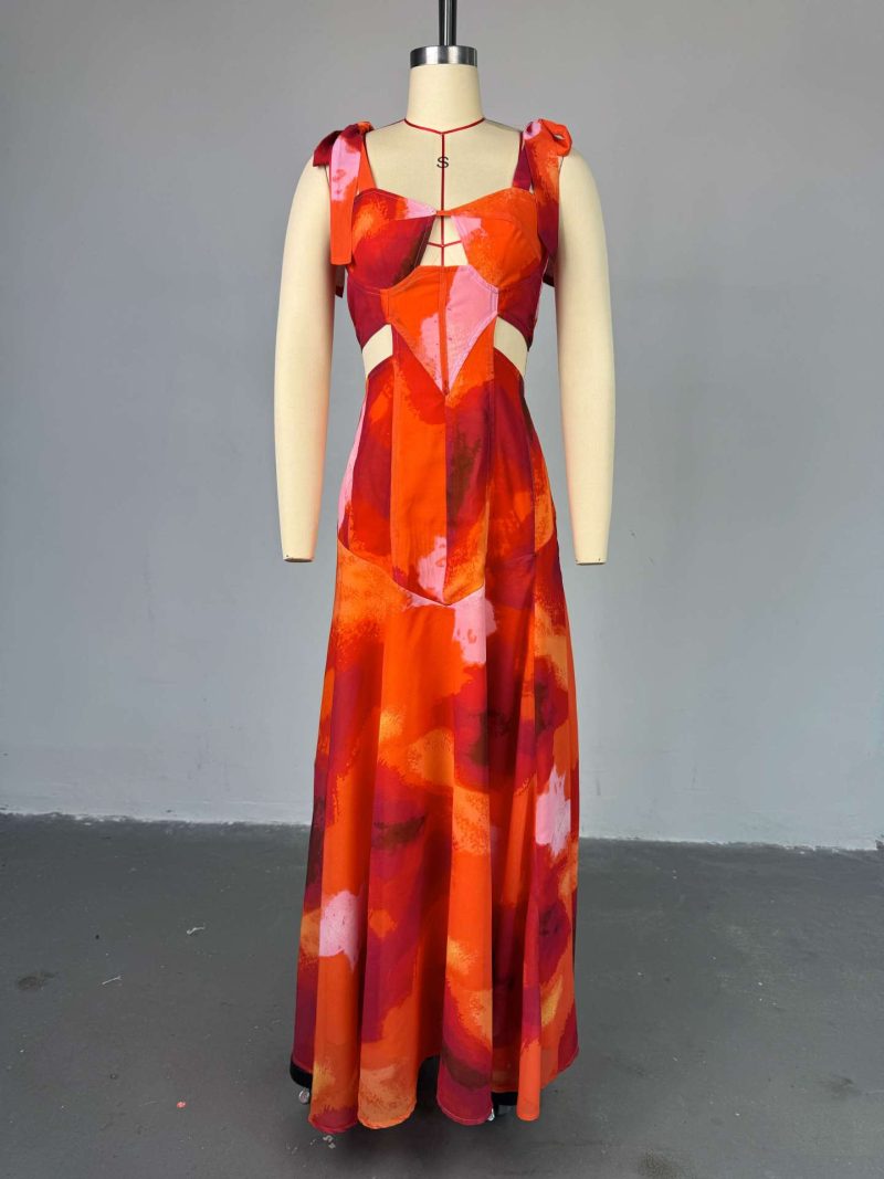 Sweet High Waist Spring Dress with Lace-Up Vest - Image 2
