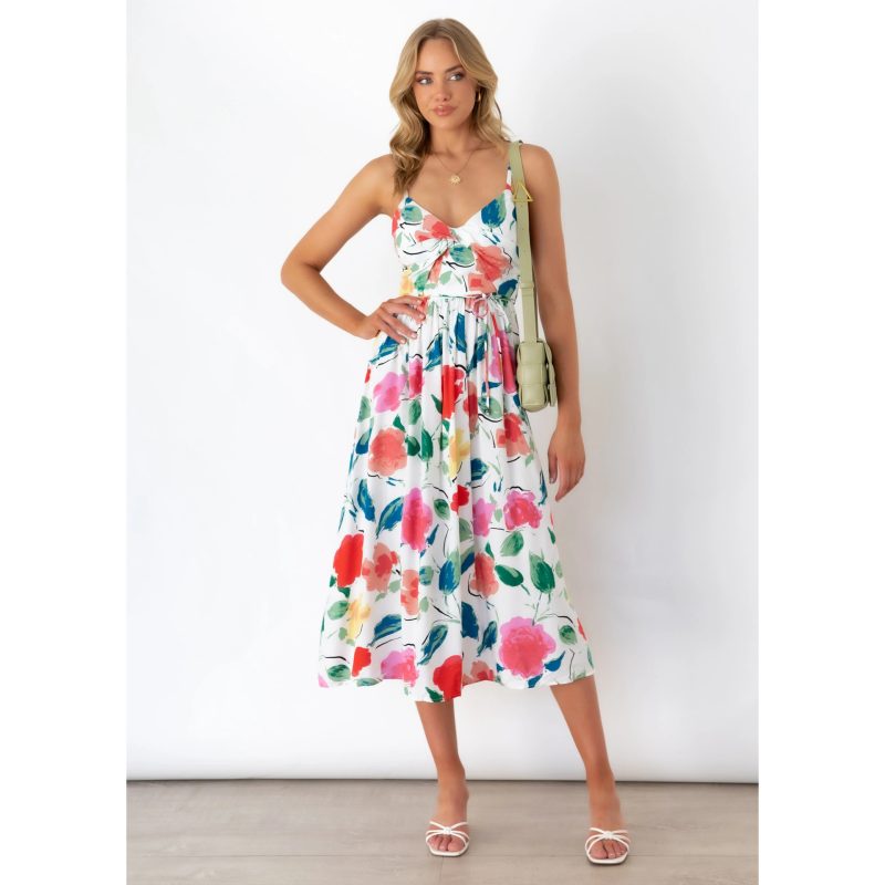 Printed Floral Dress with Simple Strap Style - Image 3