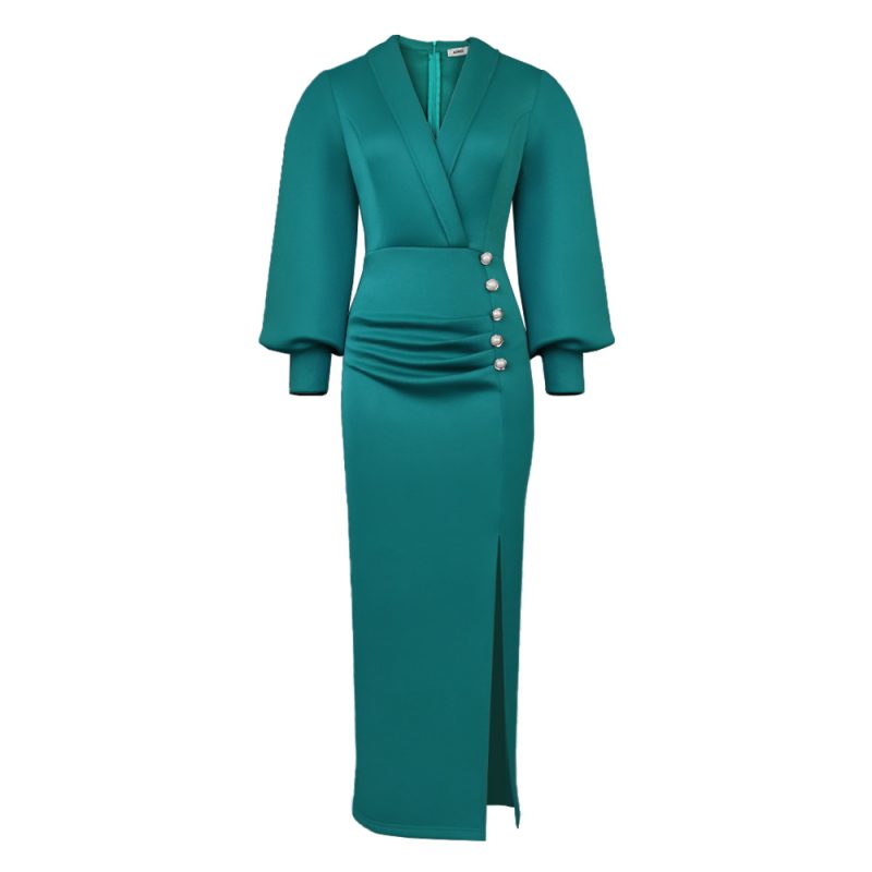 Fall Tailored Collar High Waisted Sheath Dress - Image 4