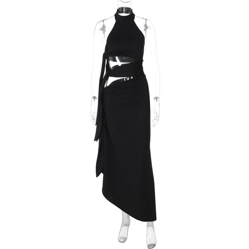 Cutout Backless Halter Slit Strap Dress - Image 2