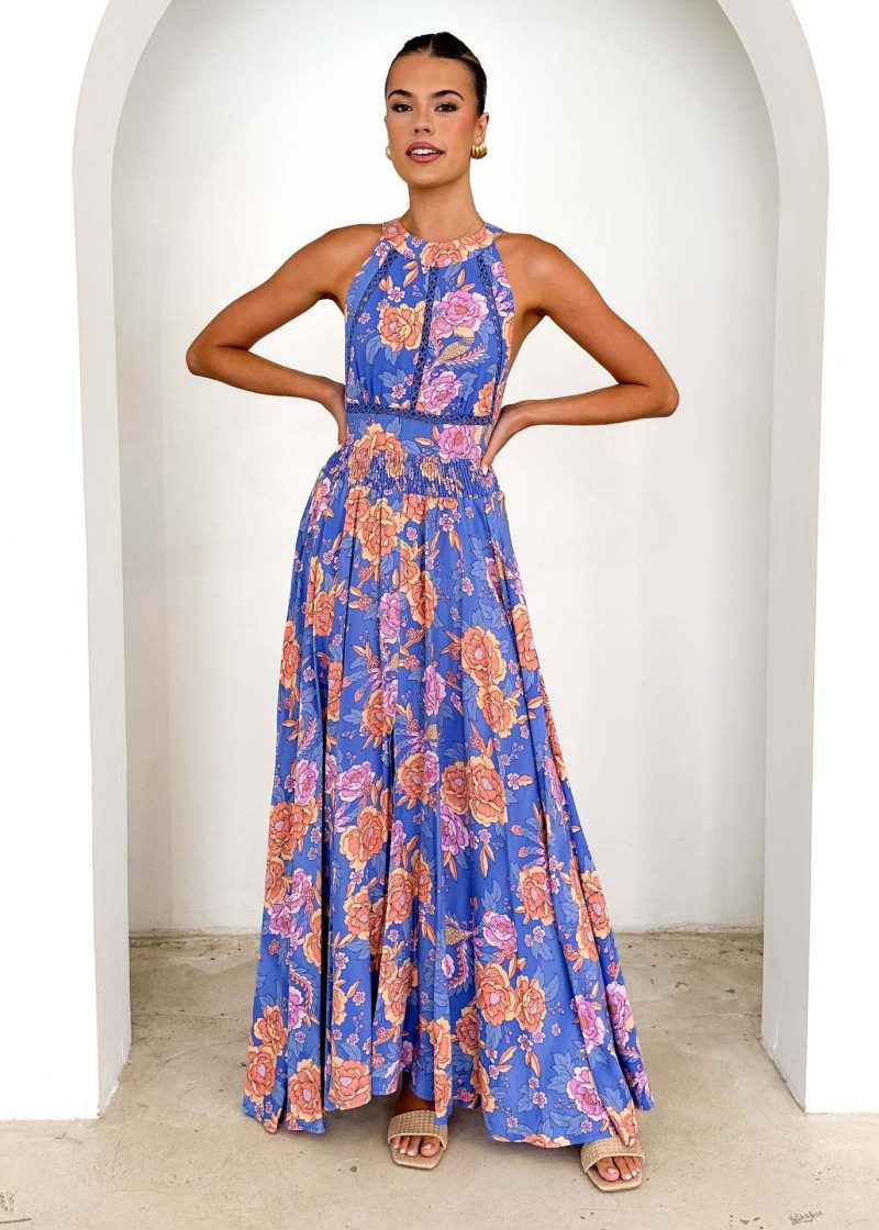 Printed Halter Bohemian High Waist Floral Dress - Image 4