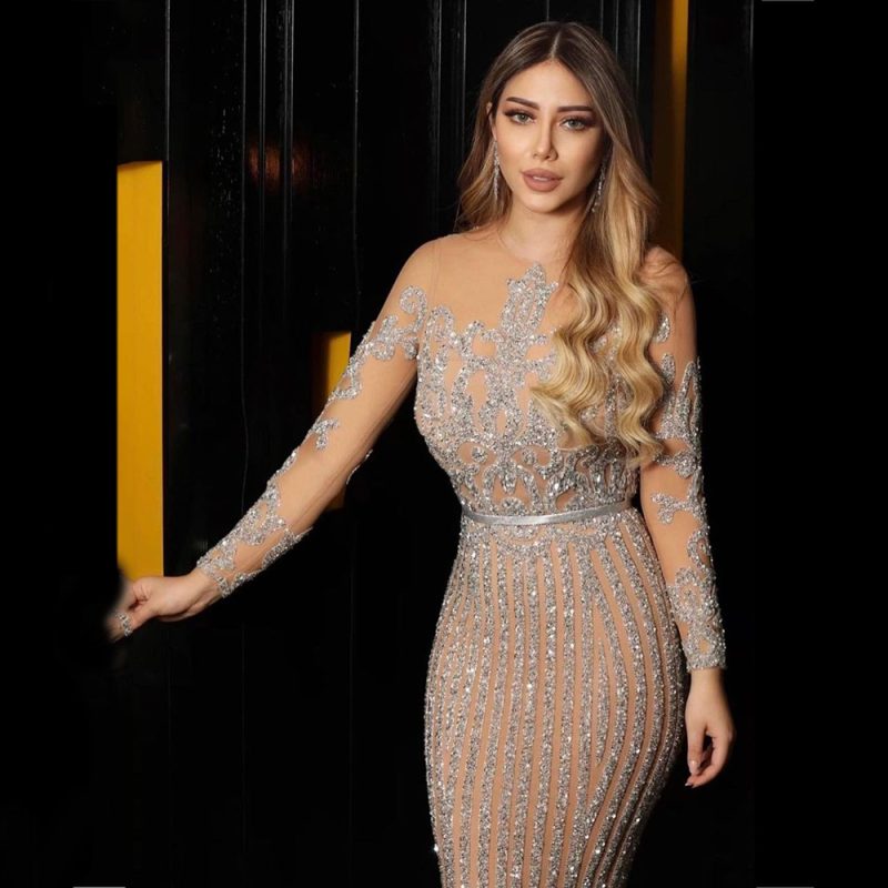 Elegant Bronzing Long Sleeve Women’s Maxi Ball Gown - Image 3