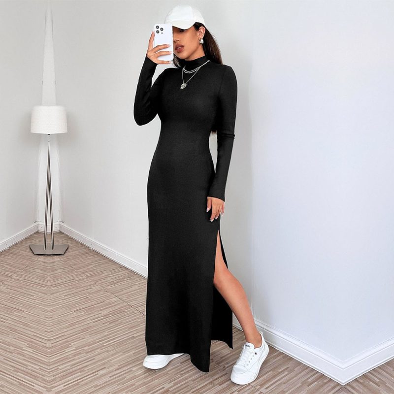 Women Autumn Winter Backless Slim Fit Dress - Image 2