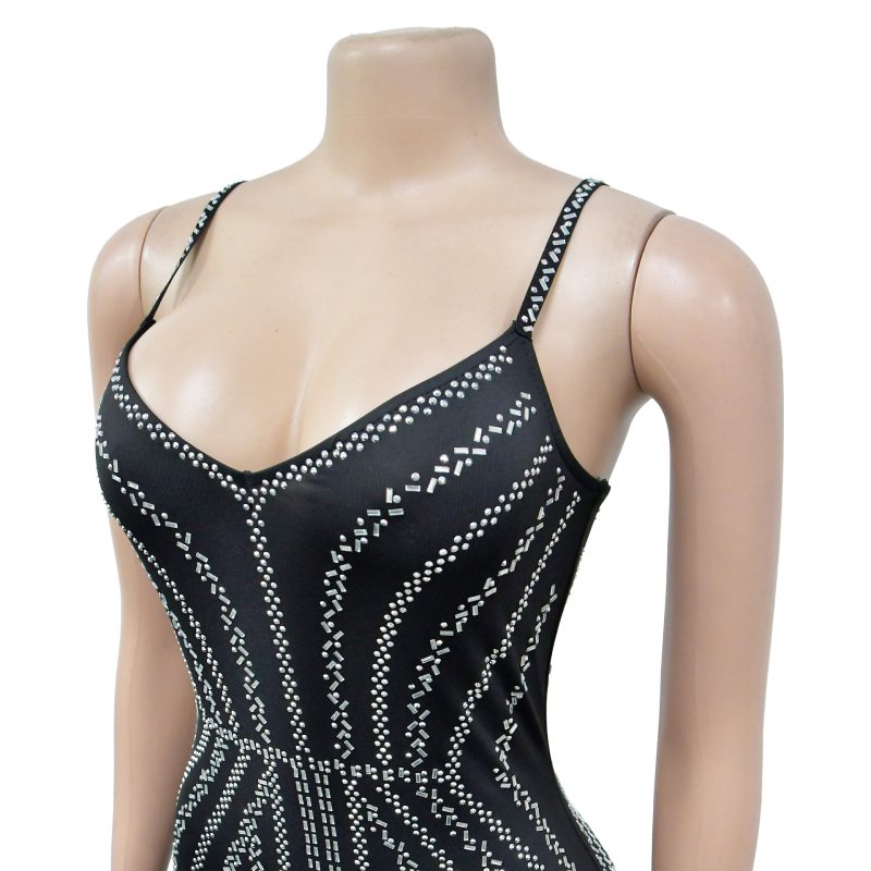 Women’s Rhinestone Strap Chest Wrapped Maxi Dress - Image 4