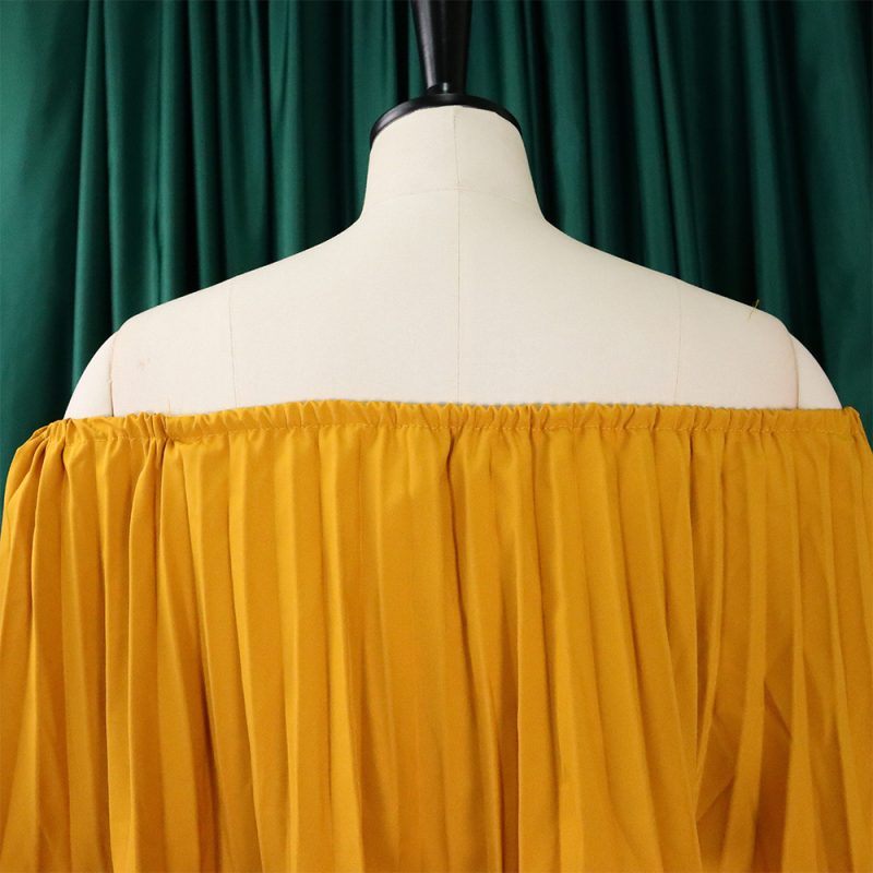 Trendy Off Shoulder Pleated Evening Dress for Women - Image 4