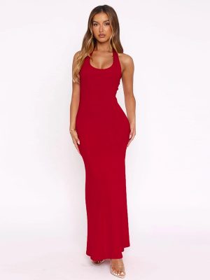 Summer U-Neck Sleeveless Backless Maxi Dress Women