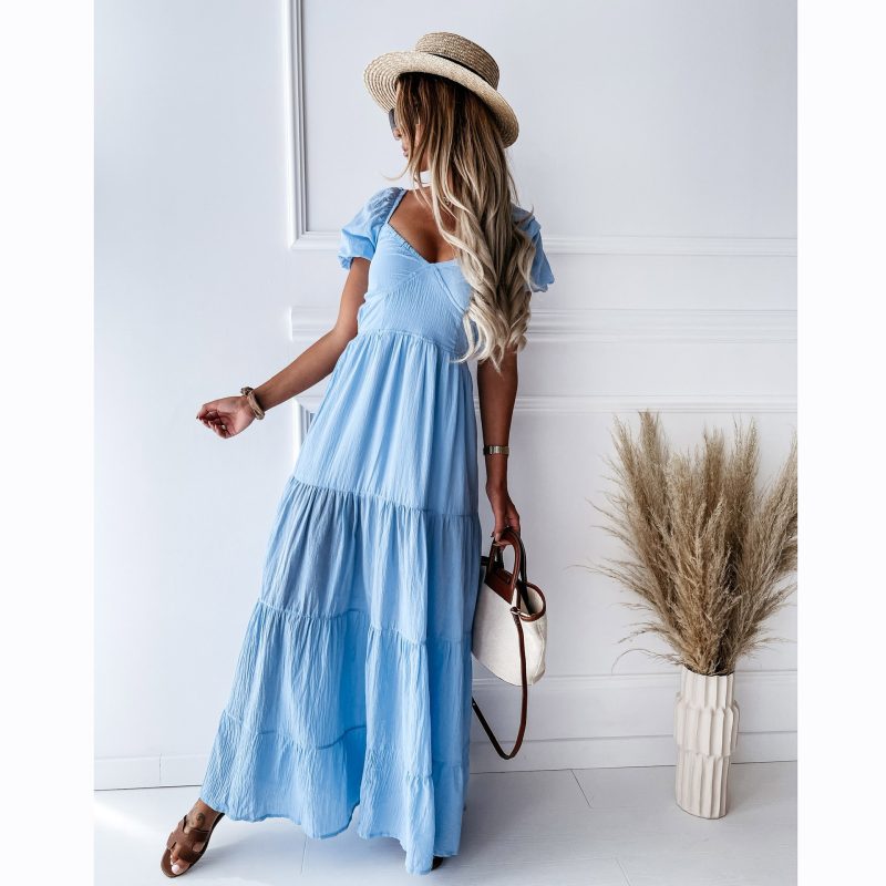 Summer Strapless Backless Lace-Up High-Waist Dress - Image 3