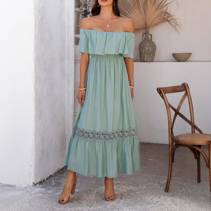 Vacation Off-Shoulder Waist Dress for Spring Summer - Image 3