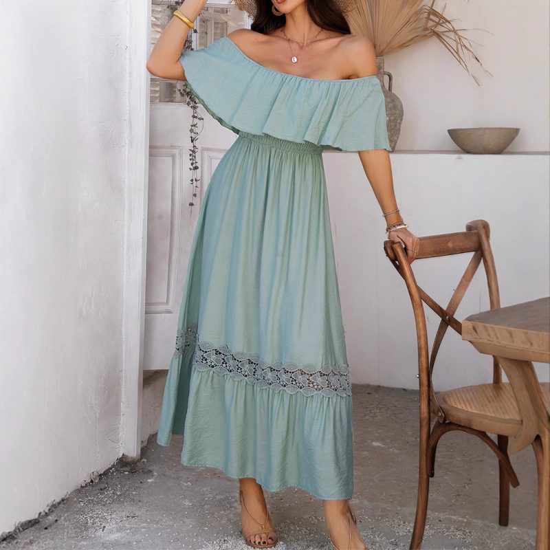 Vacation Off-Shoulder Waist Dress for Spring Summer - Image 2