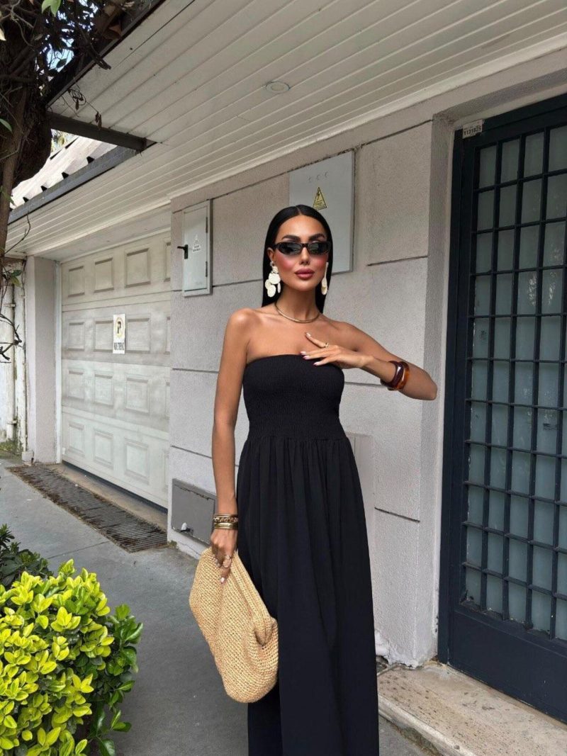 Summer Wrapped Chest Solid Color Maxi Dress - Image 4