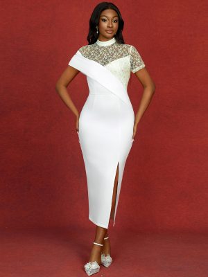 Women’s Lace See-Through Split Sleeve Dress