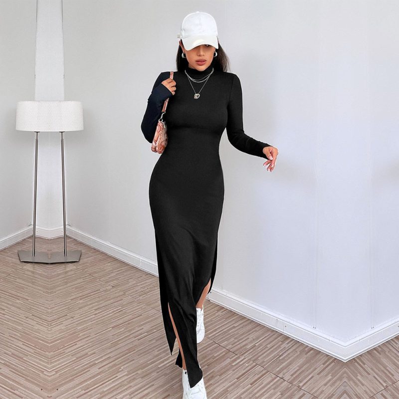 Women Autumn Winter Backless Slim Fit Dress - Image 3