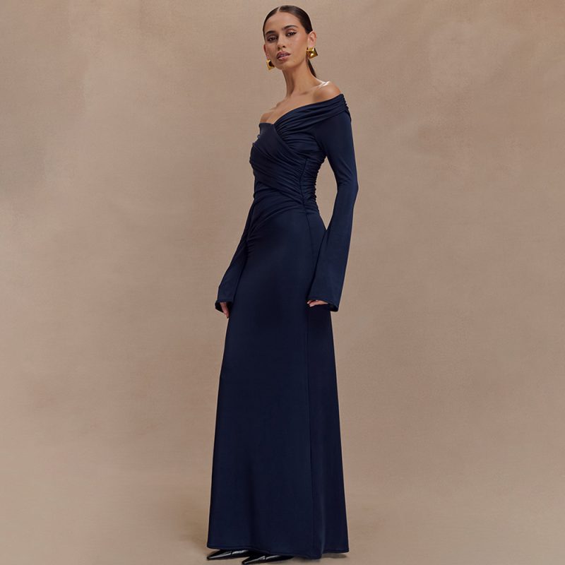 Spring V-Neck Pleated Hip Dress - Image 4