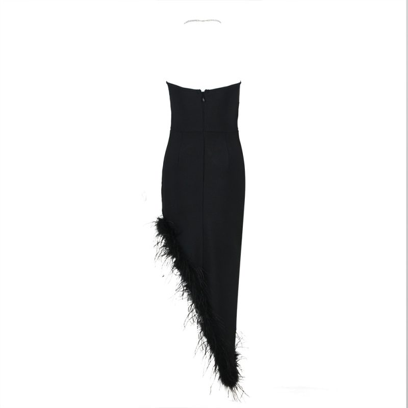 Women’s Spring Summer Feather Bandage Office Dress - Image 4