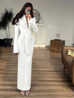 Women’s Fall Solid Color Collared Lace-Up Dress