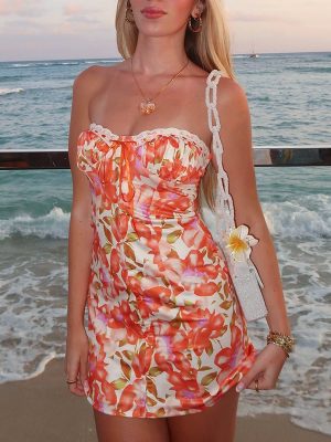 Printed Strapless Dress for Beach Getaways
