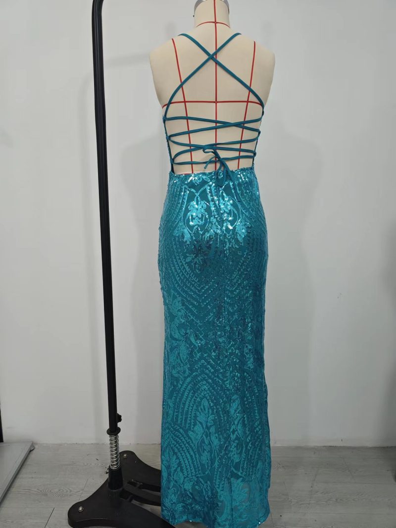 Women’s Elegant Off-Shoulder Sequin Evening Dress - Image 4