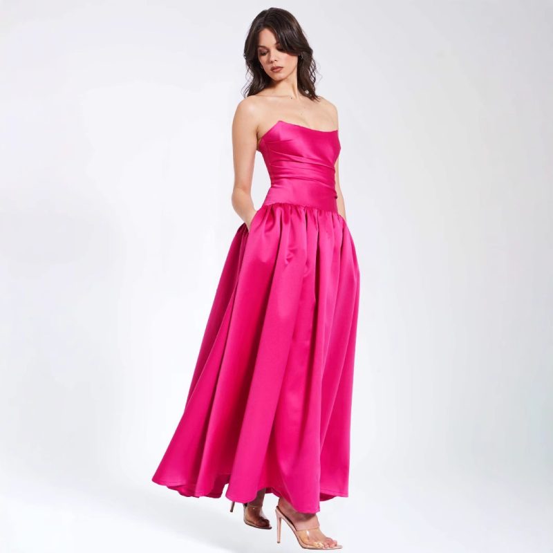 Summer Waist Slimming French Rose Sling Dress - Image 2