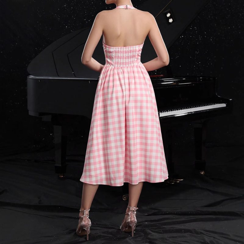 Women’s Summer Retro Plaid Hepburn Maxi Dress - Image 4