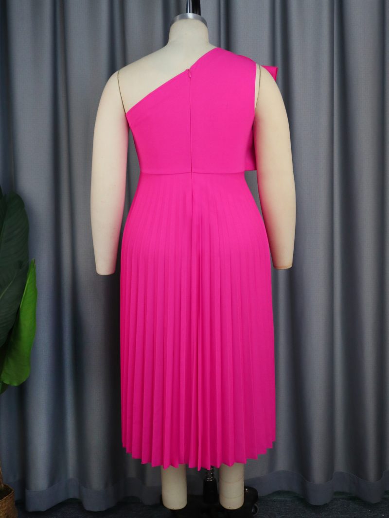Sexy One Shoulder Floral Pleated Party Dress - Image 2