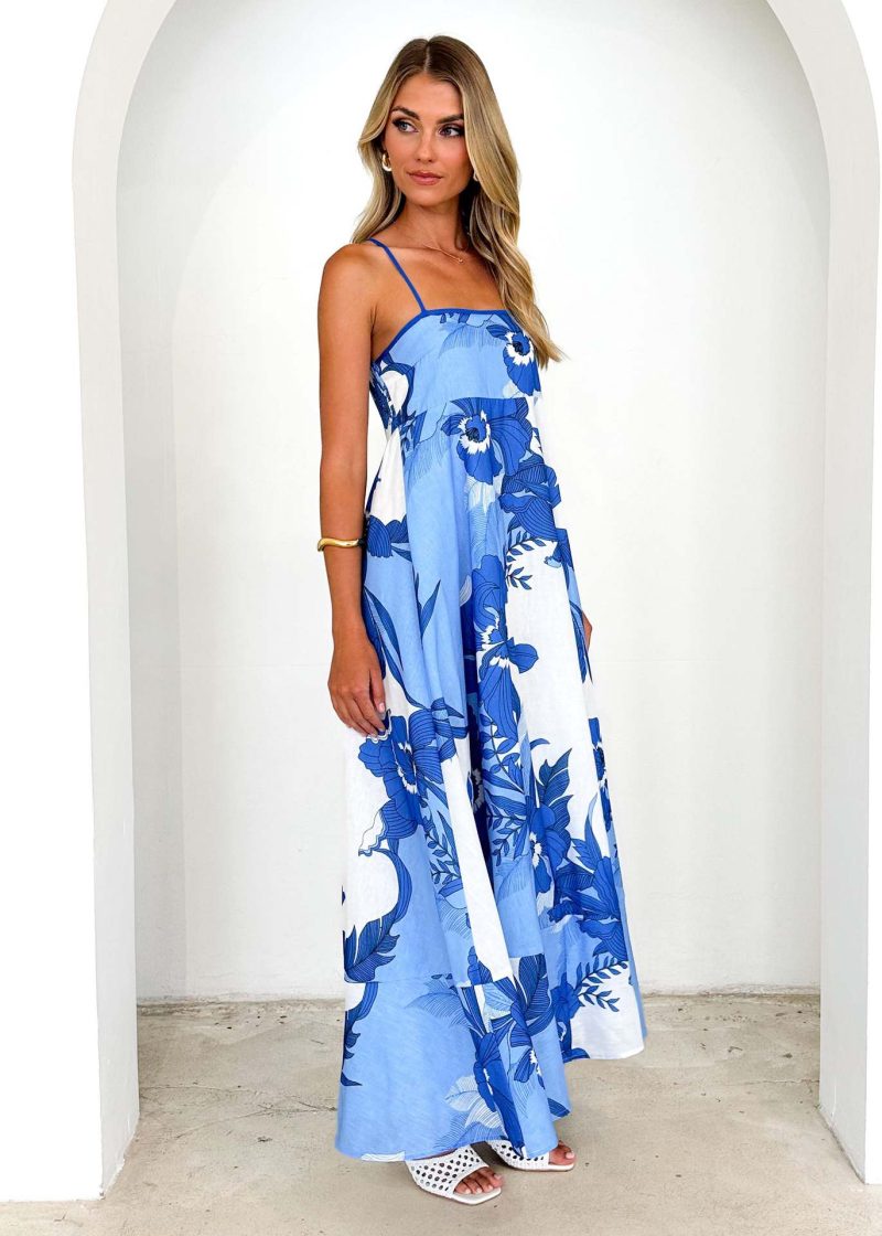 Summer Printed Backless High Waist Swing Dress - Image 2