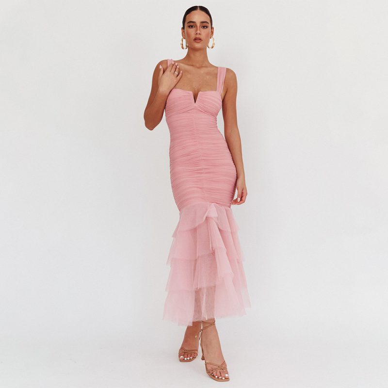 Patchwork Strap Sheath Dress for Summer