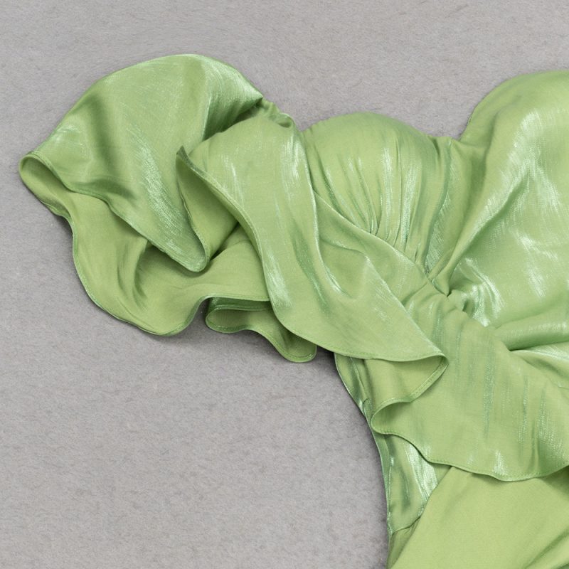 One Shoulder Ruffle Spaghetti Strap Slim Dress - Image 4