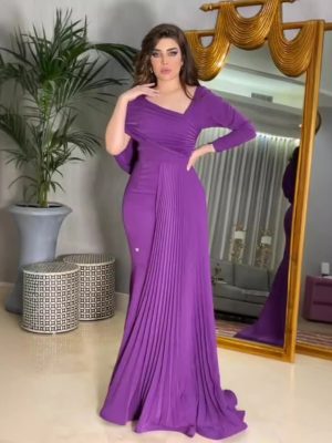 Spring Summer Pleated Hip Ball Gown Dress