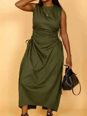Women’s Solid Color Sleeveless Cutout Nylon Dress