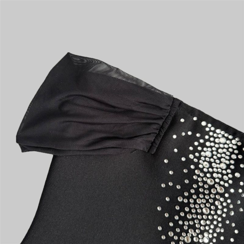 One-Shoulder Mesh Rhinestone Bandage Party Dress - Image 4