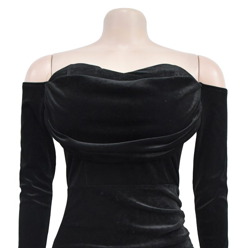 Women’s Solid Color Low Cut Evening Gown - Image 4