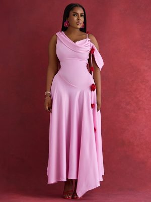 Dignified Summer Dress with Off-Shoulder Slim Design