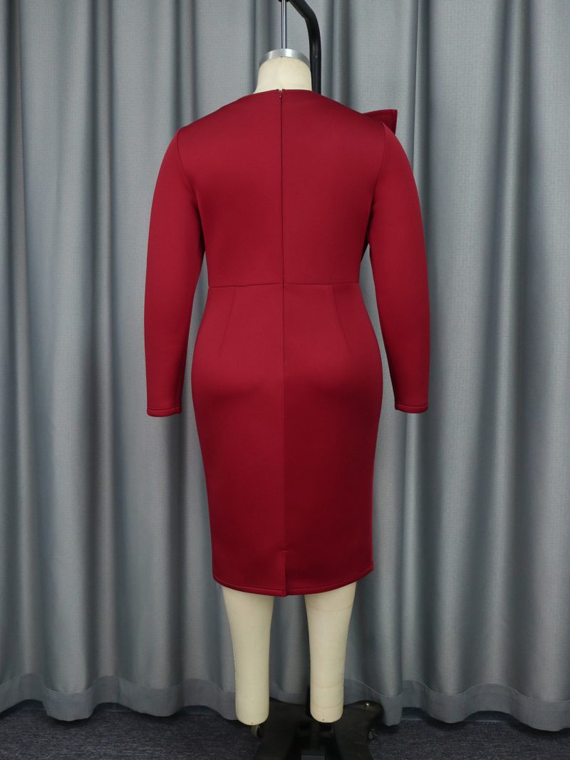 Women’s Embroidered Long Sleeve Midi Evening Dress - Image 3