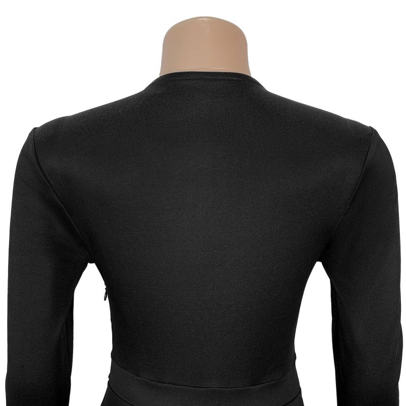 Elegant Rhinestone Half Sleeve V-Neck Dress Women - Image 4