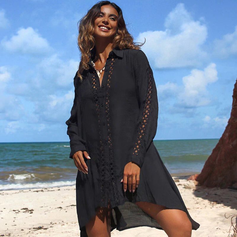 Lace Cotton Bamboo Beach Cover Up Cardigan - Image 2