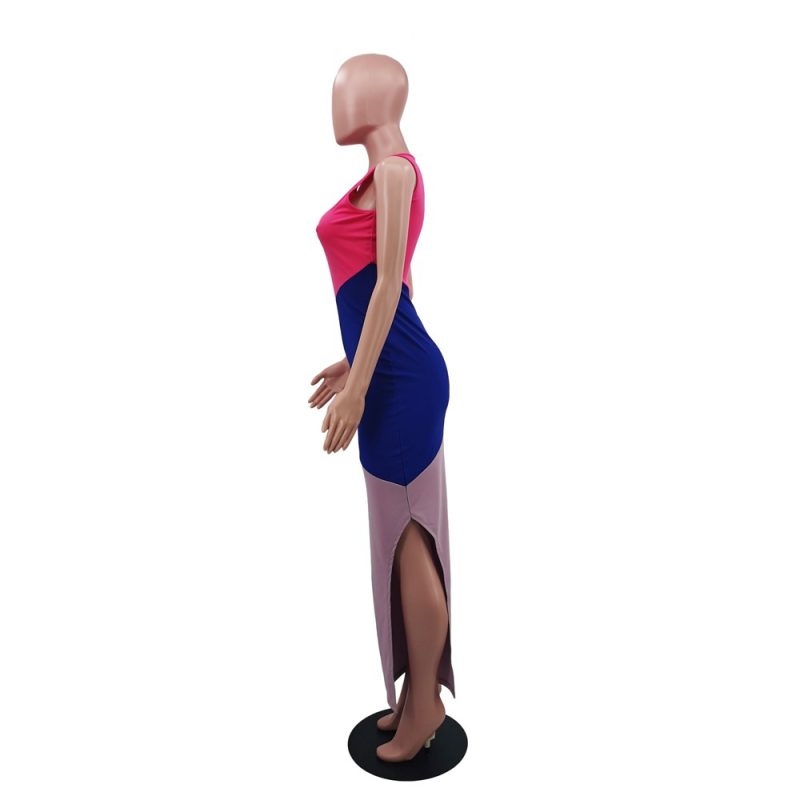 Women’s Casual Contrast Color Short Sleeve Dress - Image 2