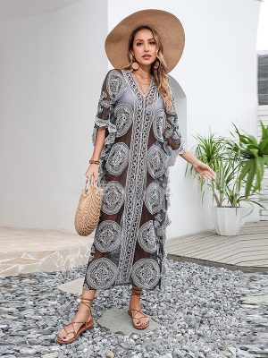 Beach Cover-Up Dress with Delicate Lace Fabric