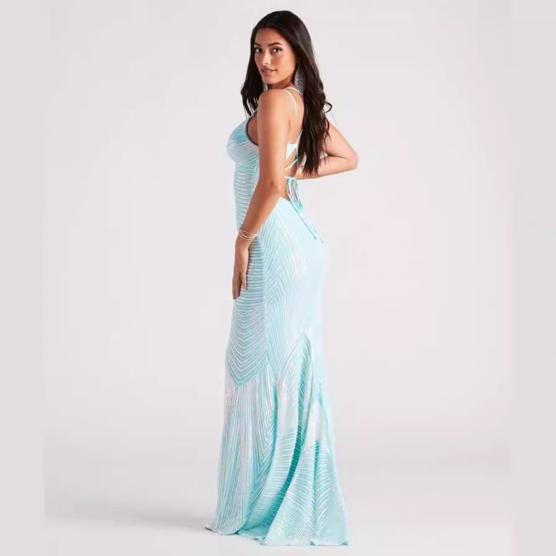 Women’s V Neck Sequin Evening Cocktail Dress - Image 2