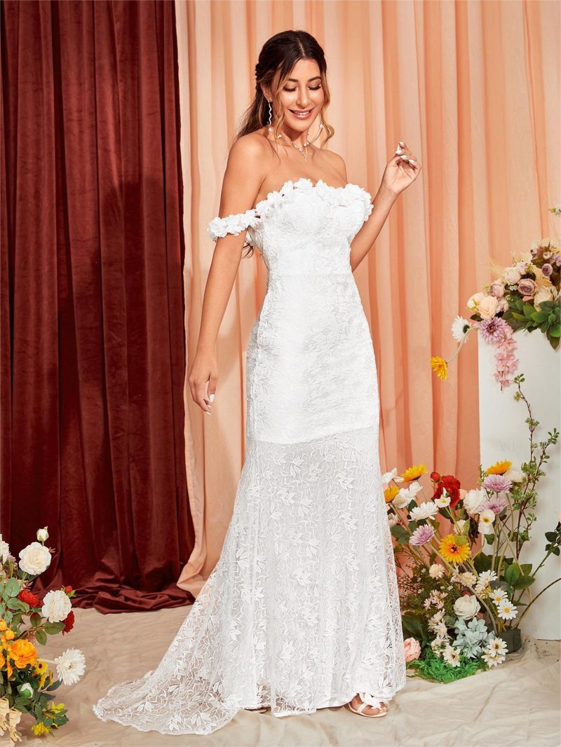 Tube Top Backless Lace Handmade Trailing Evening Dress - Image 3