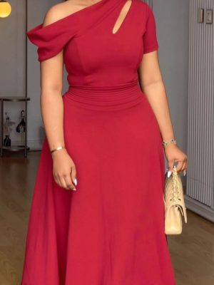 Casual Off-Shoulder Waist A-Line Dress