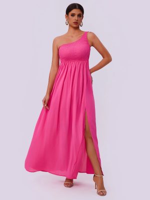 Women’s Summer One-Shoulder Pleated Dress