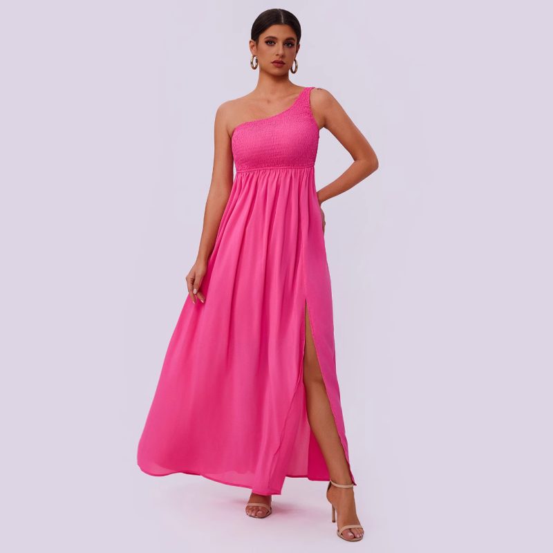 Women’s Summer One-Shoulder Pleated Dress